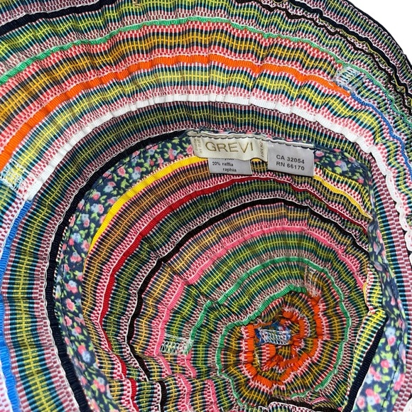 Grevi striped fringe rafia straw beach pool sun hat - Picture 5 of 5